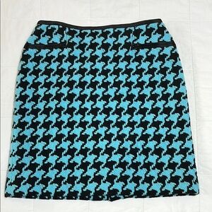 Vintage Carlisle Black and blue cashmere wool blend houndstooth Pencil Skirt - 6